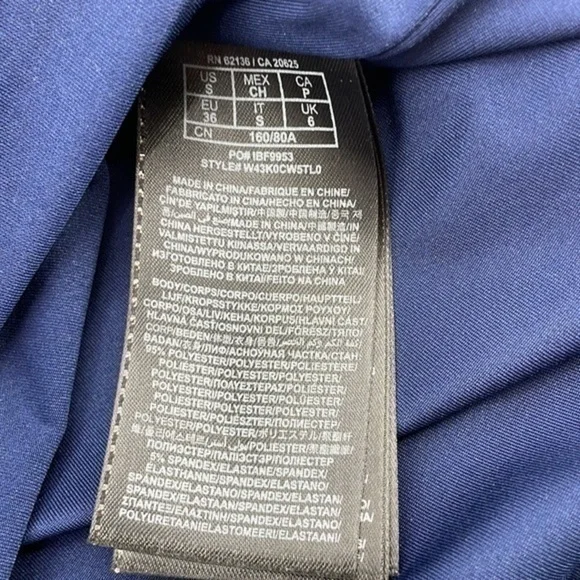 UEC Guess navy blue sleeveless cocktail dress faux leather detail size small - Picture 11 of 12